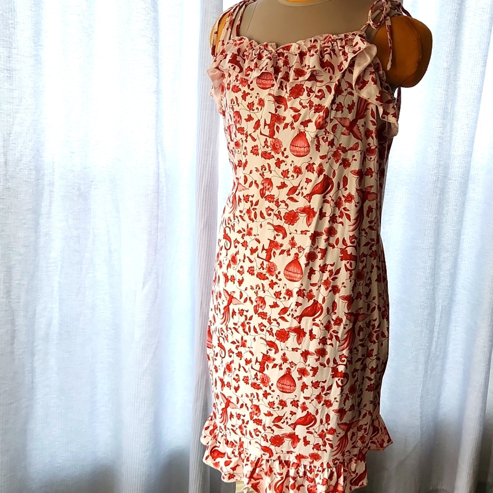 SHEIN Curve Hugging Red and White Floral Dress